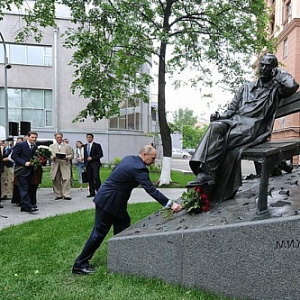 The Monument to Sergey Mikhalkov Was Unveiled by the Russian President Vladimir Putin in Moscow