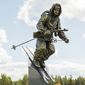 Unveiling of the Monument to the Army Skier by Zurab Tsereteli in the Patriot Park in Moscow 